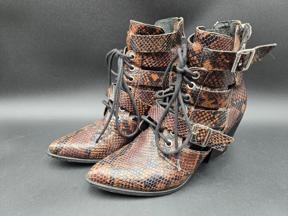 Steve Madden Booties Womens M Palermo Snakeskin Embossed