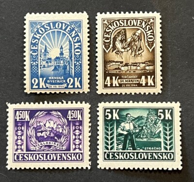 Travelstamps: 1945 Czechoslovakia Stamps Scott #289-292 WWII