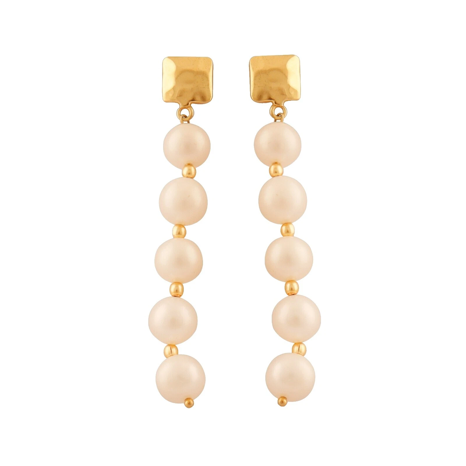 Pearl Brass Stone Fashion Earrings