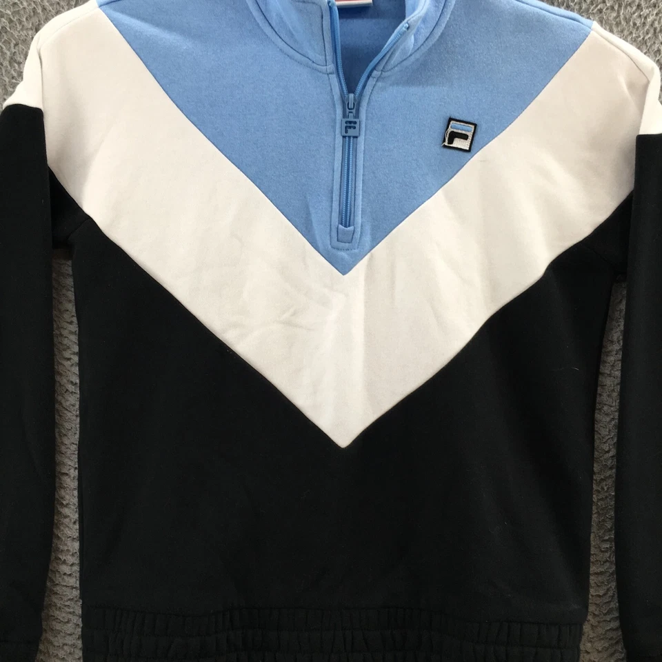 Fila 1 /4 Zip Sweatshirt Womens S White Black Blue Long Sleeve Pullover Casual - Image 2 of 4