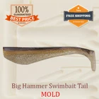 Big Hammer Swimbait Tail Shad Fishing Mold Lure Bait Soft Plastic 56-100 mm