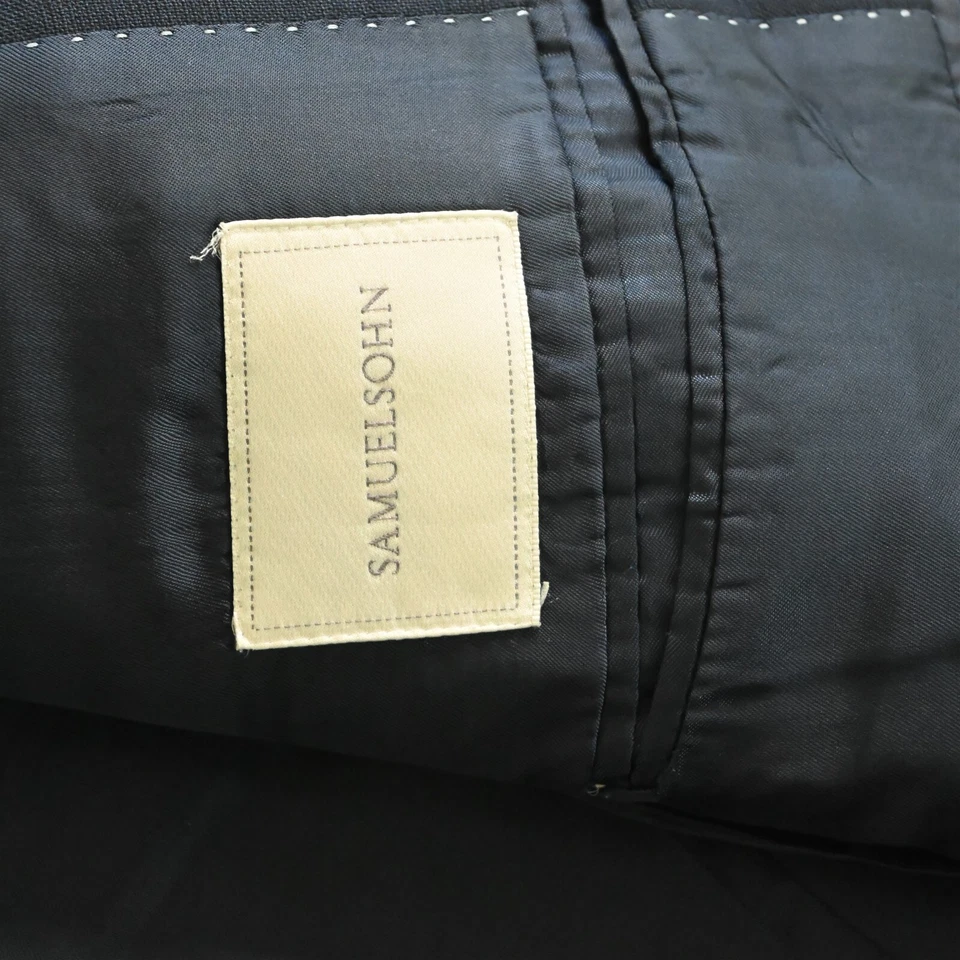 Samuelsohn 44L Blue Glenn Check Superfine Wool Mens Blazer Sport Coat Jacket - Image 4 of 4