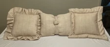 Set of 3 Decorative Couch/Bed Throw Pillows Tan & Cream Striped EUC