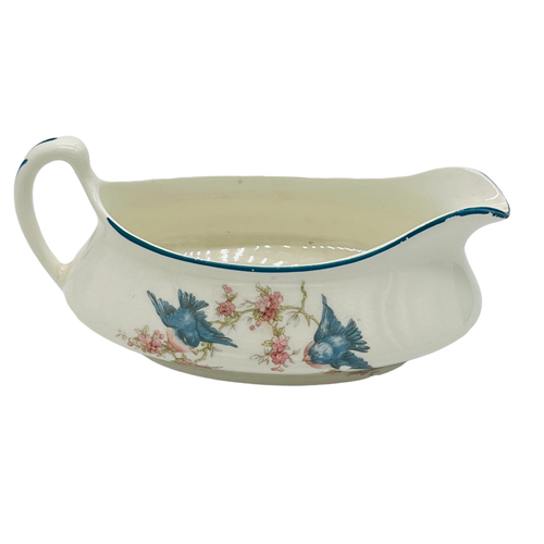 Homer Laughlin Vintage Bluebird Sauce Gravy Boat Serving Bowl Empress