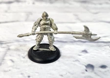 Warhammer or Misc Miniature War Game Metal Soldier Knight Figure w/ Halberd