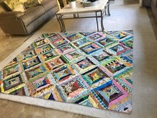 Gorgeous Patched Quilt Geometrical Fabric Handmade