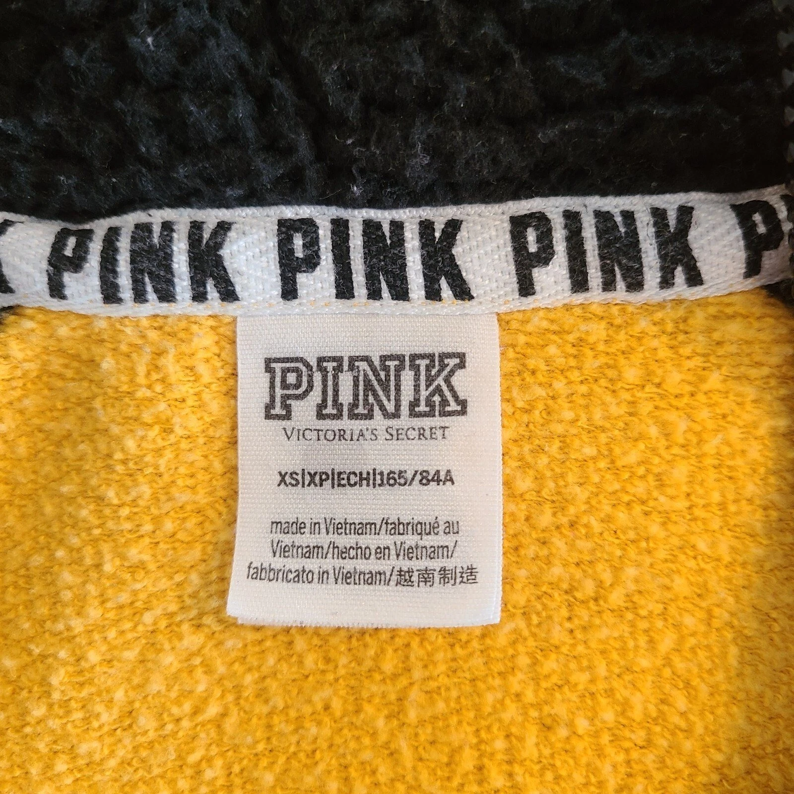 UNDERCOVER Felpa con cappuccio cane gialla vintage ROSA Victorias Secret XS ricamata