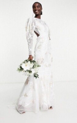 Asos edition anastasia wedding dress with tonal embroidery UK8
