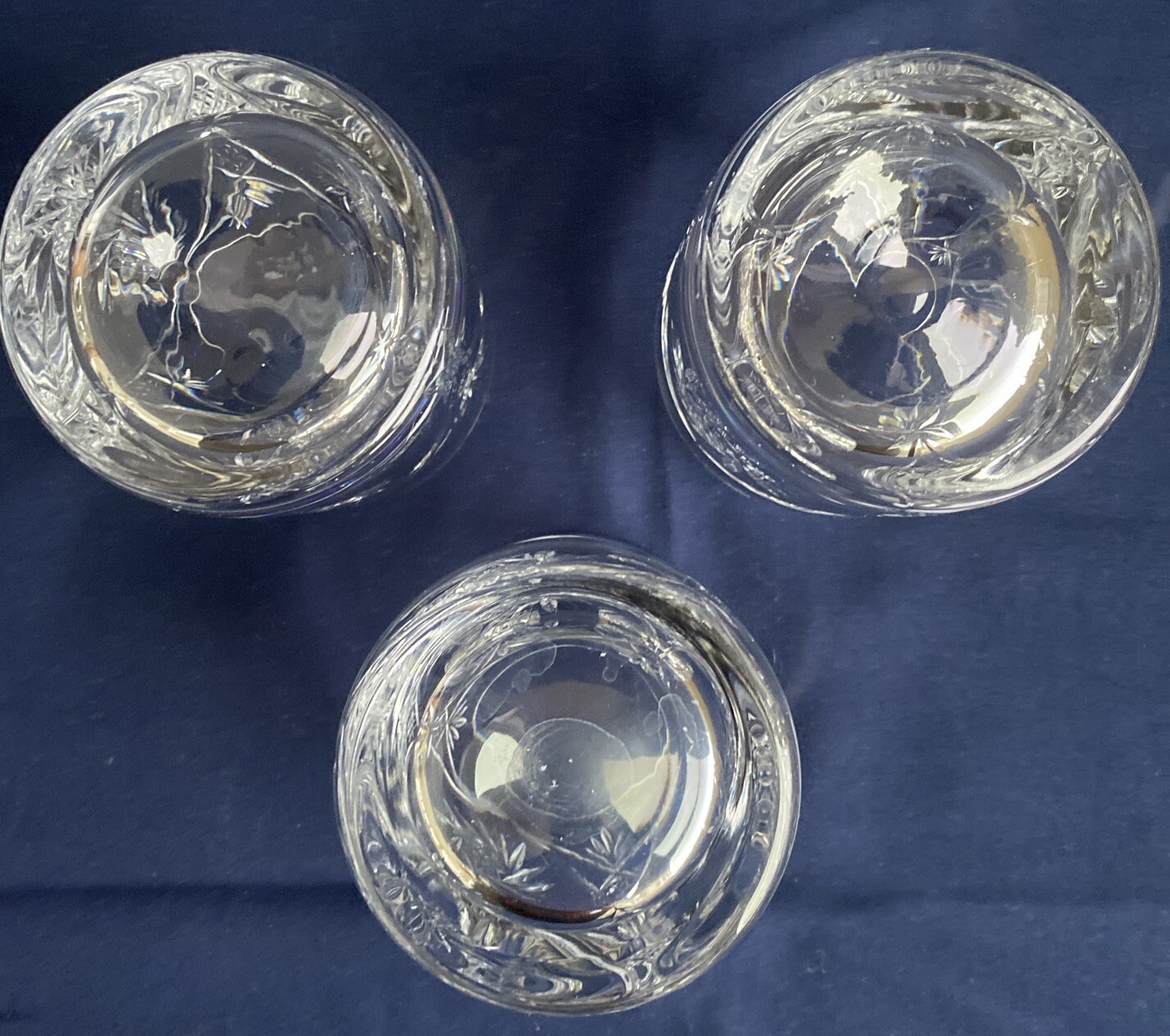 Vintage Hungarian Crystal Double Old Fashioned Glasses Pinwheel Star