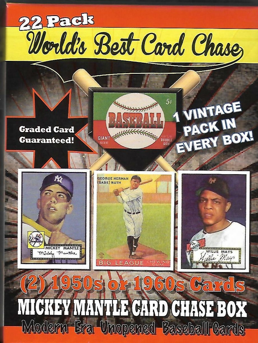 1952 SEALED MANTLE CARD CHASE BOX-22+VINTAGE PACK +GRADED CARD +2