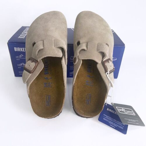Birkenstock Boston Classic Gamuza Cuero Suave Topo Estrecho | Para Mujer Talla 7-10 - Imagen 6 de 8
