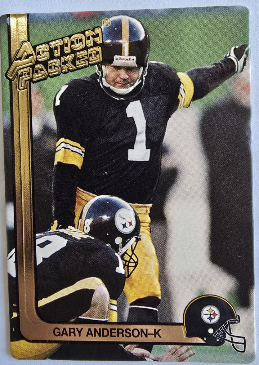 Gary Anderson, 1991 Action Packed, Pittsburgh Steelers, Kicker, Card # 221