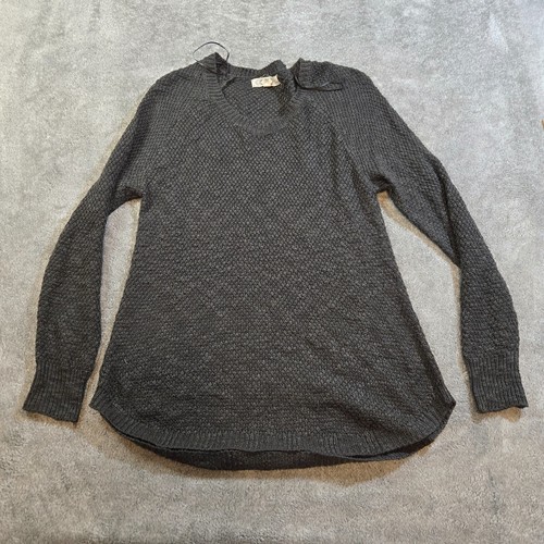 Pink Rose Black Open Weave Pullover Essential Sweater Size XL