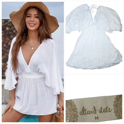 Altar'd State Batwing Ruffle Draped Tunic Shirt Size M Anthropologie Style Event