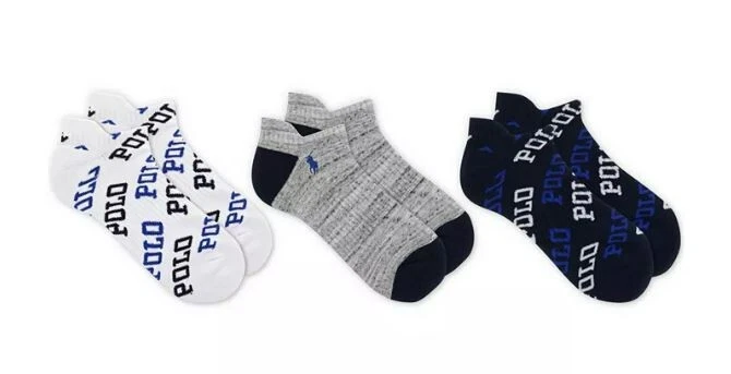 POLO RALPH LAUREN Men's 3-Pack Logo Low Cut Socks, 10-13 fits shoe size 6-12.5