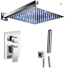 AUKTOPT Shower System, Bathroom Rain Mixer Shower Faucet Set Brushed Nickel "NIB