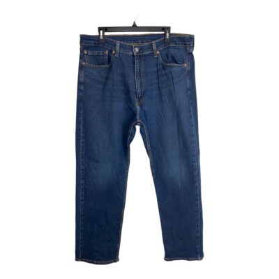 Levis 505 Mens Jeans Size 38x30 Medium Wash Denim 5 Pocket Zip Up Blue Denim