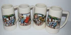 Vintage Rare MCCOY USA Pottery "Beer Garden Scene" Mug/Stein Lot of 4