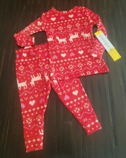 Cat Jack Velour Pajamas 18 Months Christmas Holiday Hearts Snowflakes Deer NWT