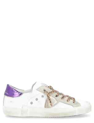 Philippe Model Paris Damen Sneaker Leder weiß, Spoiler lila Art PRLD VMC1