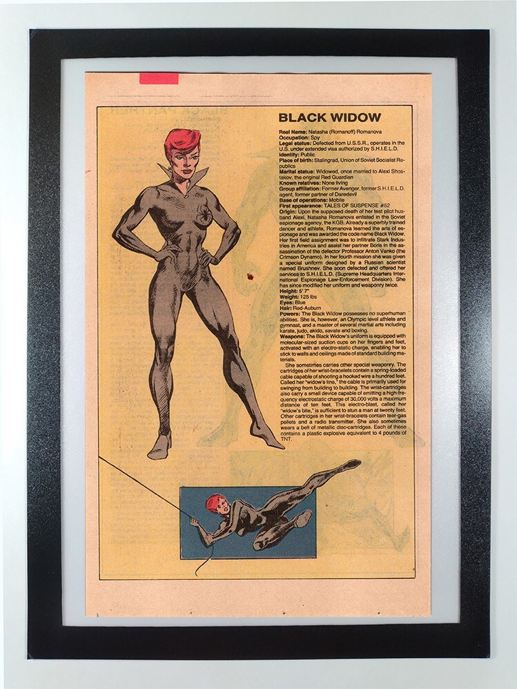 Black Widow Natasha Romanoff Handbook Marvel Universe - Framed