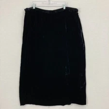 Finity Naturals Black Velvet Front Slit Silk Blend Pull-on Skirt 3X