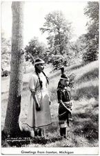 "Indian Girls", Ironton Michigan, LL Cook, RPPC Real Photo Postcard c. 1940