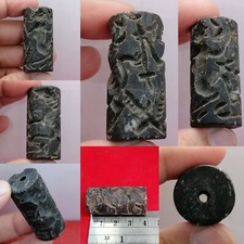 Ancient roman old hunting intaglio engraving stone bead