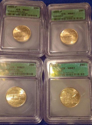 10 STATE QUARTERS LOT (2 EACH) P&D RI, NY, VT, NC,KY All 2000 ICG MS67 SLAB - Picture 10 of 24