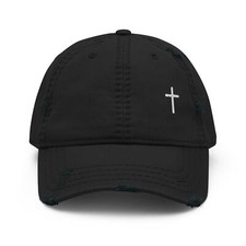 Cross hat embroidered Distressed Hat Christian Faith Cross cap Subtle cross hat