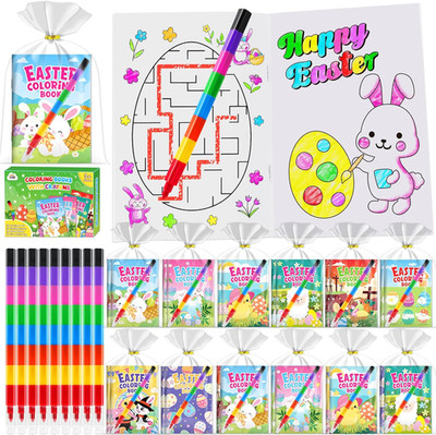 ZMLM 24 Pack Easter Coloring Books for Kids with Crayons, Party Favors for Kids 