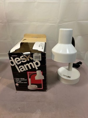 Vintage LUX-837 1980s-90s White Gooseneck Desk Lamp Reading Light Tested in Box