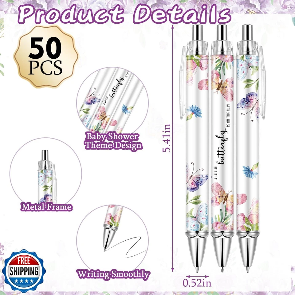 Lebsitey 50 наборов розовых бабочек тематика детский душ сувениры для гостей, детское шоу - Изображение 2 из 4