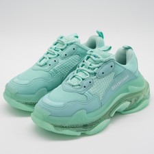 Balenciaga Women's Triple S Sneakers Mint Green Nubuck Mesh size 37 EU 7 US