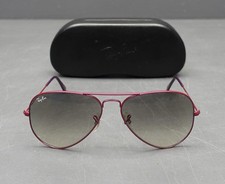 Ray Ban RB3025 Aviator Magenta Pink Metal Frame Gray Gradient Lens Sunglass NEW