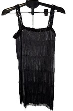 Flapper Girl Costume 1920's Fringe Sequined W/Headband Sz L 10-12 Theatre Play