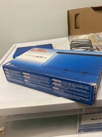 Nintendo 3DS XL blue console with box charger AR cards stylus 8 games Mario USA