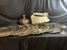 Mixed Lots Silverplate Mixed Lot trays, silverware, dish,candle holder