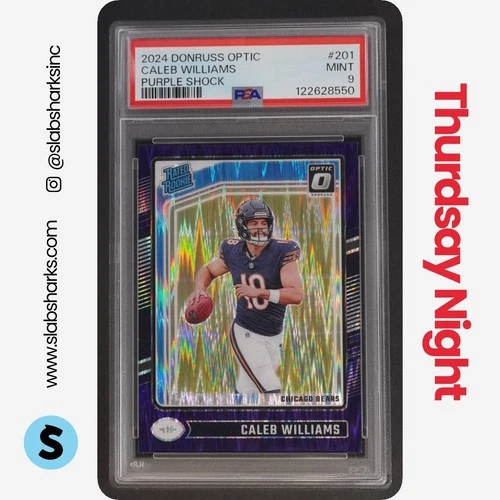 2024 PANINI DONRUSS OPTIC #201 CALEB WILLIAMS PURPLE SHOCK RATED ROOKIE RC PSA 9