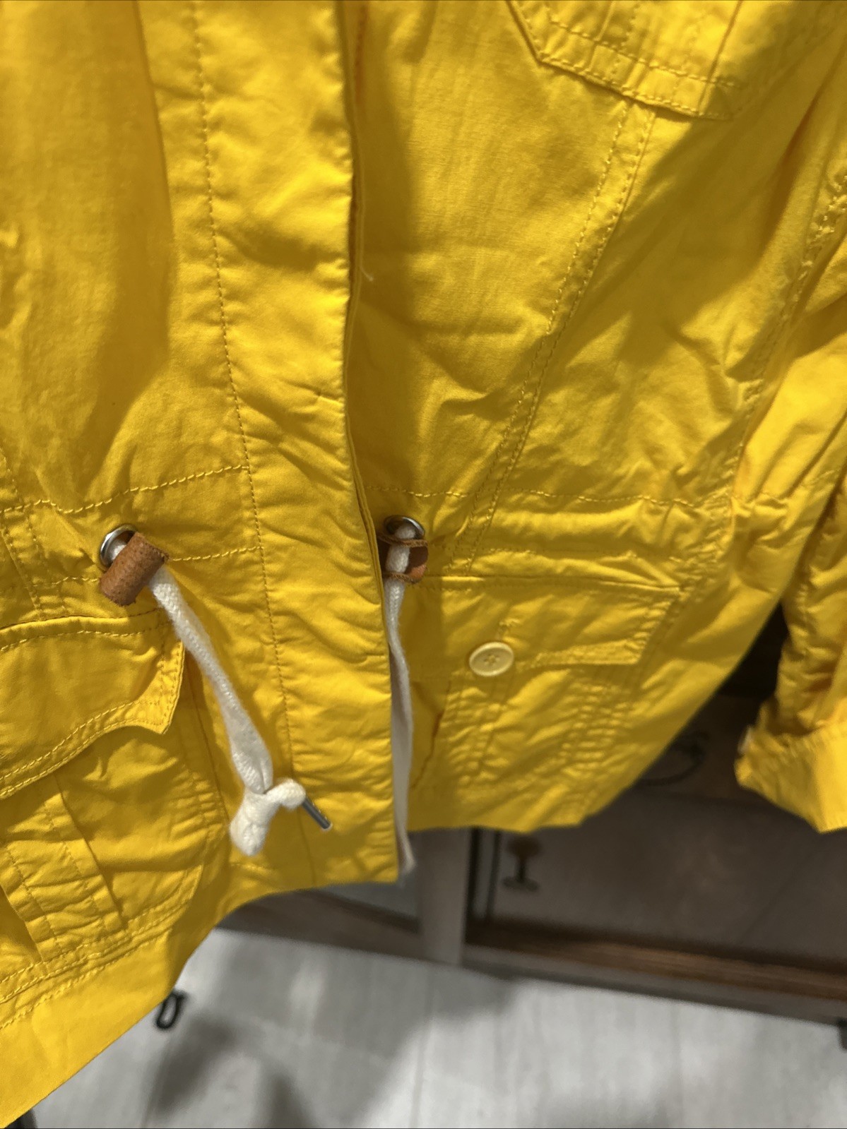 Talbots Jacket Button Down Yellow Drawstring Wais… - image 5