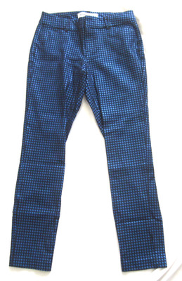 Old Navy Pixie Pants Women Sz 0Blue Black Metallic Houndstooth Ankle Indie Cyber