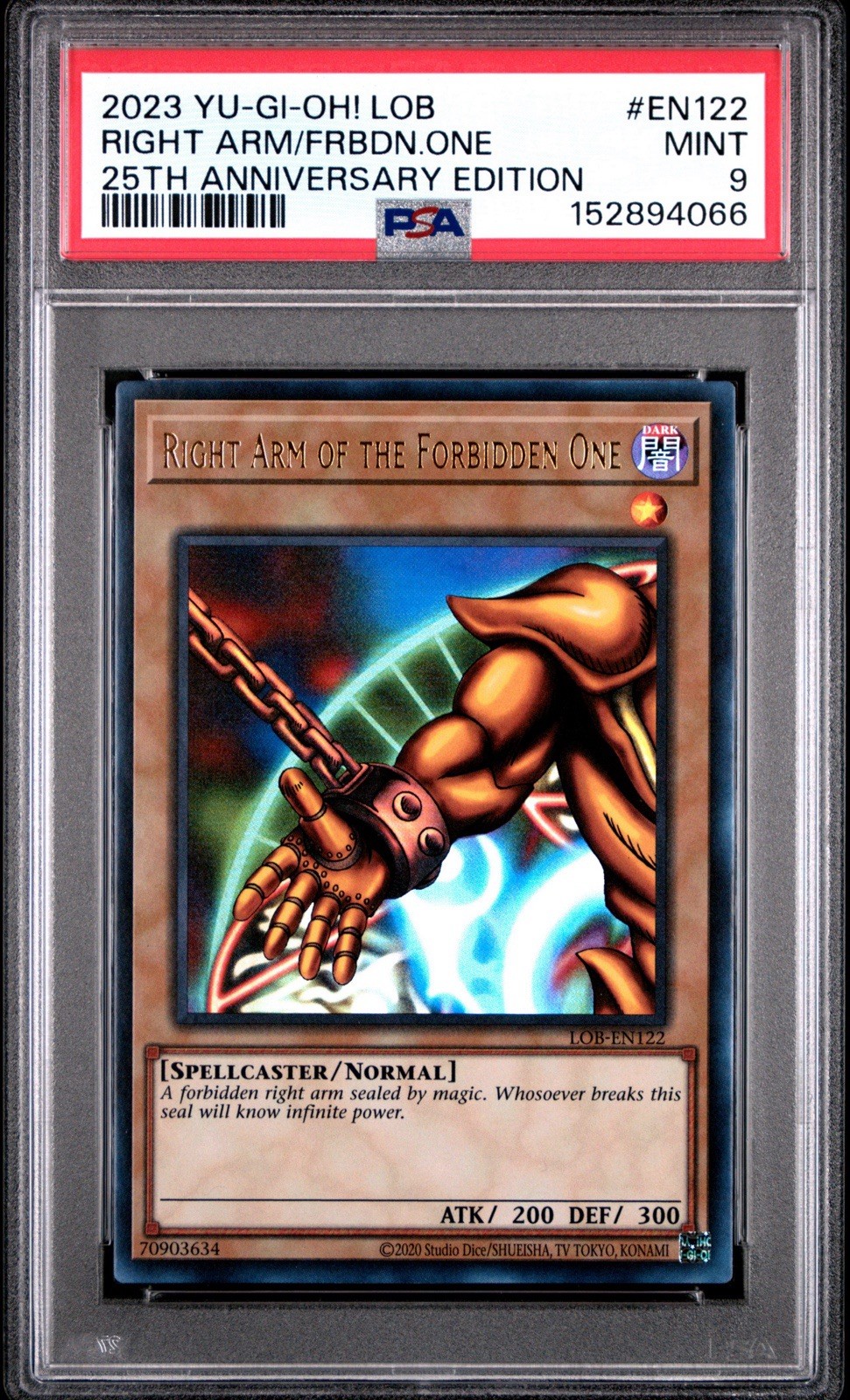 Right Arm Of The Forbidden One LOB-EN122 PSA 9 25th Anniversary Ed. YU-GI-OH!