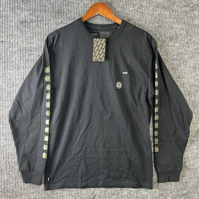 New Vans T Shirt Men s Medium Black Classic Fit Long Sleeve Skateboarding