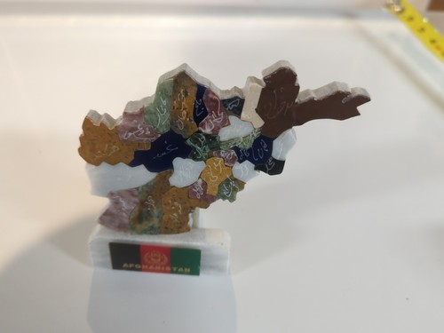 Afghanistan Map With Cities Written In Farsi And Afghanistan Flag/ Marble - Picture 1 of 9
