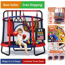 55    Trampoline for Kids with Safety Enclosure, Indoor  Outdoor Toddler Tram...
