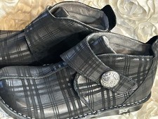 Alegria Womens US 9-9.5 EU 39 Black Gray Plaid Comfort Clogs Shoes New No Box