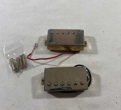 2009 Epiphone G-400 Bridge & Neck Humbucker Pickups Nickel/Gold w/ HW