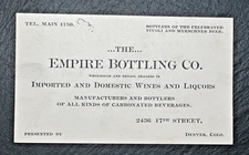 EMPIRE BOTTLING CO DENVER CO - TIVOLI & MUENCHNER BEER BUSINESS CARD FP188