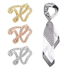 3Pcs Twisted Rope Silk Scarf Ring Clip, , Gold Tone/Silver Tone/Rose Gold