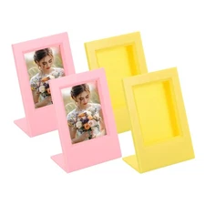 4 Pcs Mini Picture Frames 3.8 x 2.7 Inch Photo Frame, Yellow & Pink